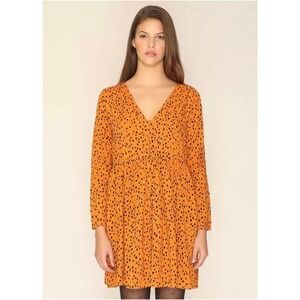 Pepaloves by Anthropologie Women Mustard Cheetah Baby Doll High Waist Dress M